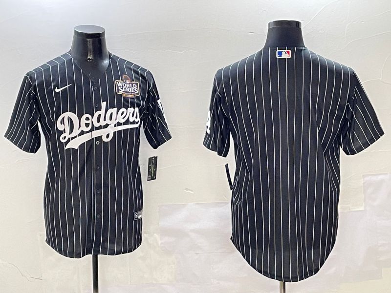 Men Los Angeles Dodgers Blank Black Stripe Jointly Name 2025 Nike MLB Jersey style 5